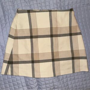 Wilfred Cream and Brown Plaid Mini Skirt